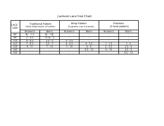 Document preview: Size Chart - Jackson Lace