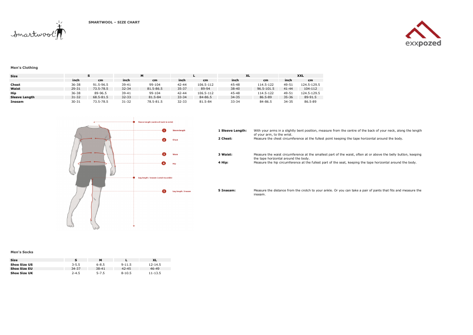 Size Chart - Smartwool, Page 1