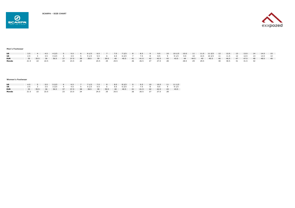 Men And Women s Footwear Size Chart Scarpa Download Printable PDF men-and-women-s-footwear-size-chart-scarpa-download-printable-pdf