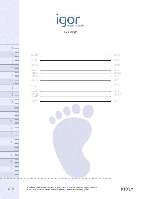 Children's Foot Size Chart Download Pdf