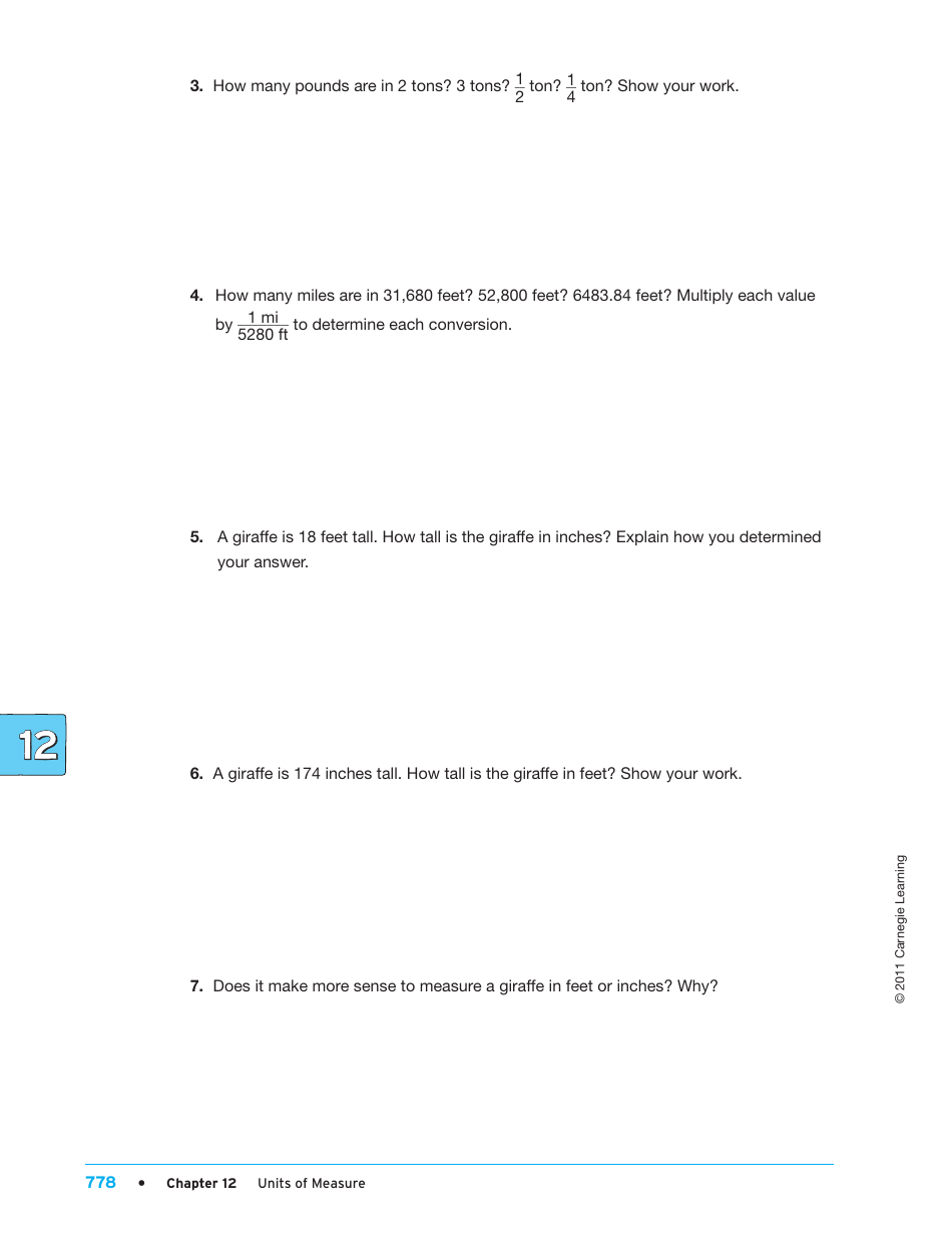 Units of Measure Worksheet - Carnegie Learning, Page 12