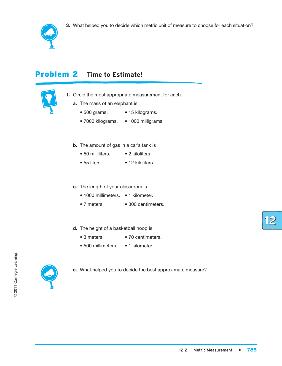 Units of Measure Worksheet - Carnegie Learning, Page 19
