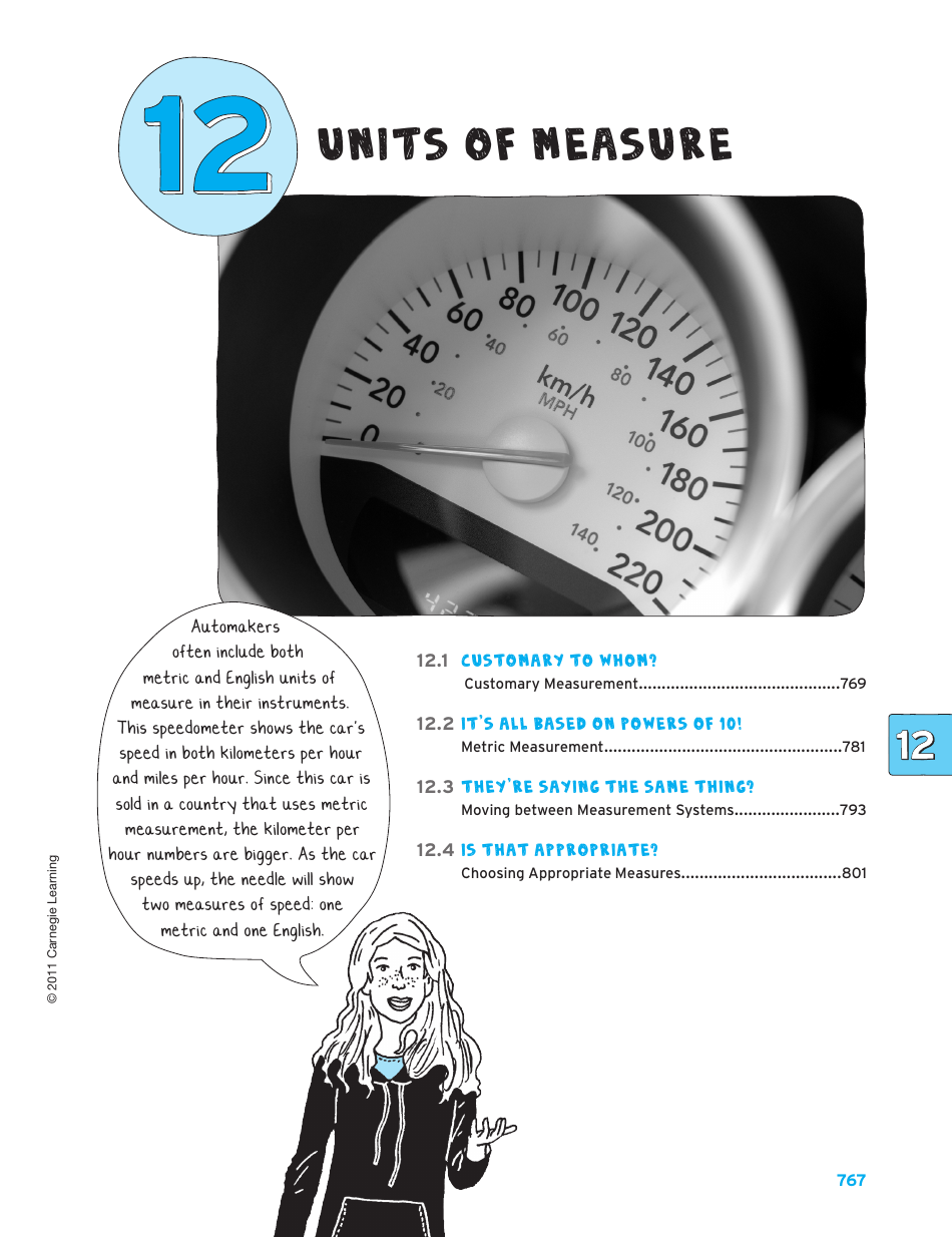 Units of Measure Worksheet - Carnegie Learning, Page 1