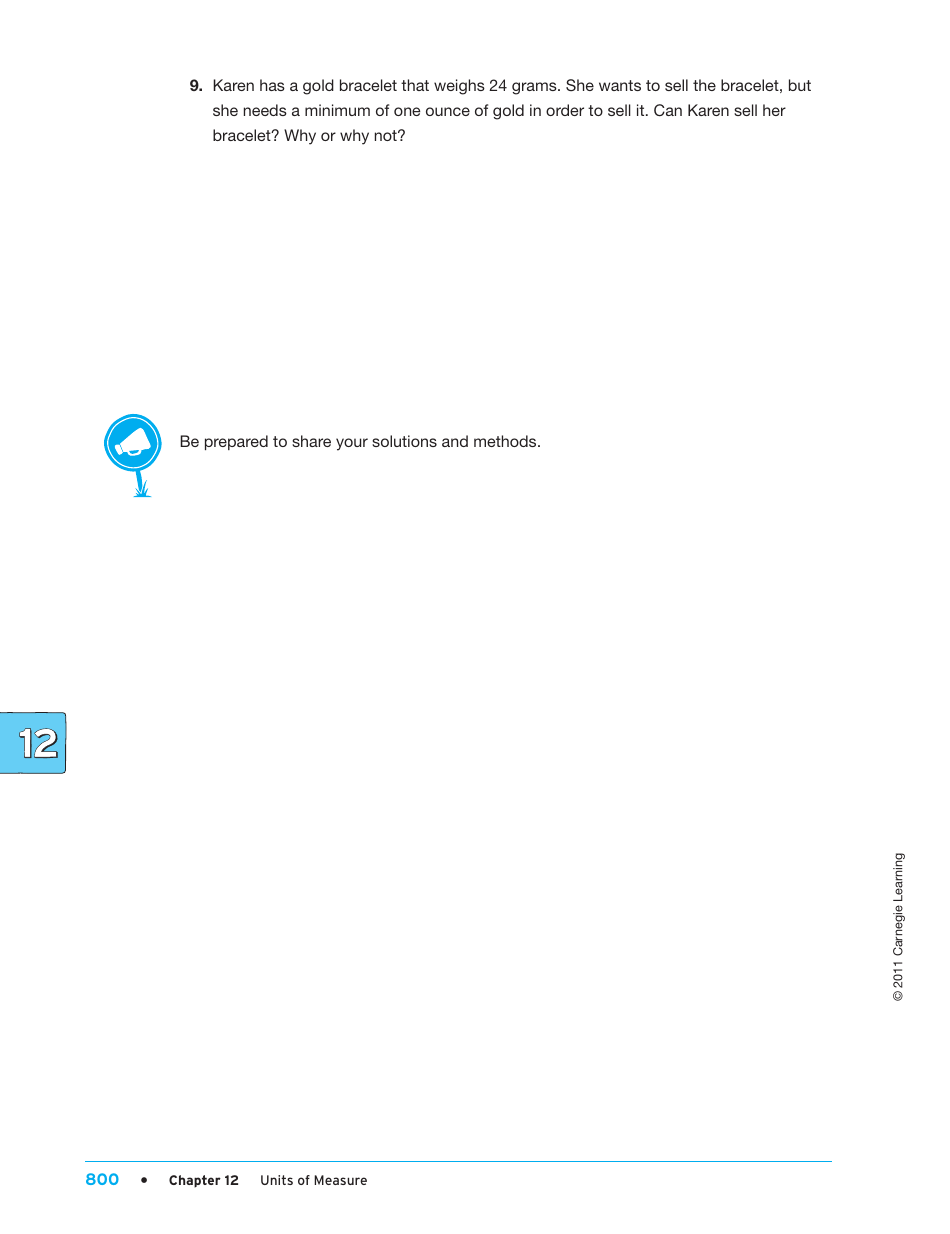 Units of Measure Worksheet - Carnegie Learning, Page 34