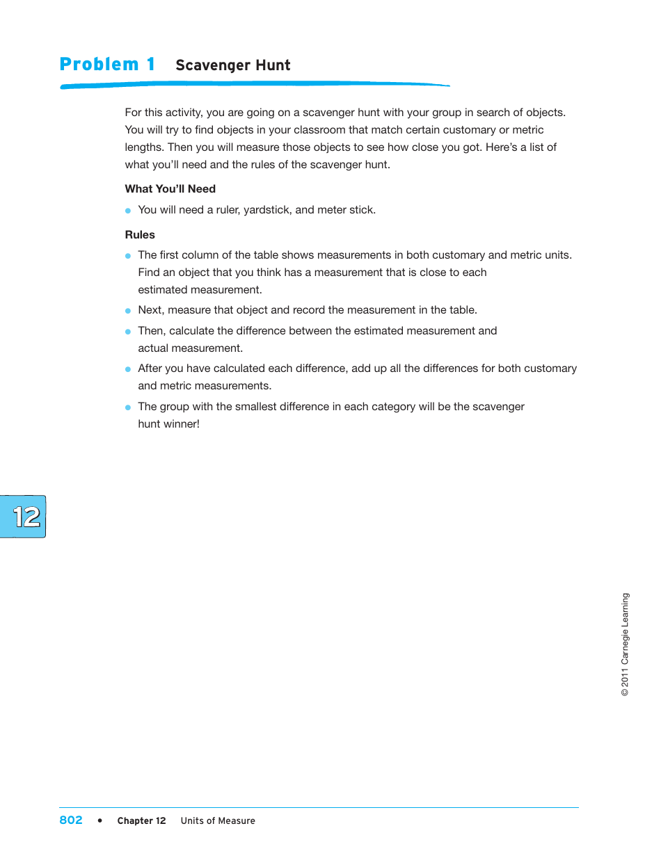 Units of Measure Worksheet - Carnegie Learning, Page 36
