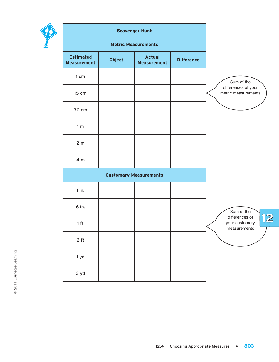 Units of Measure Worksheet - Carnegie Learning, Page 37