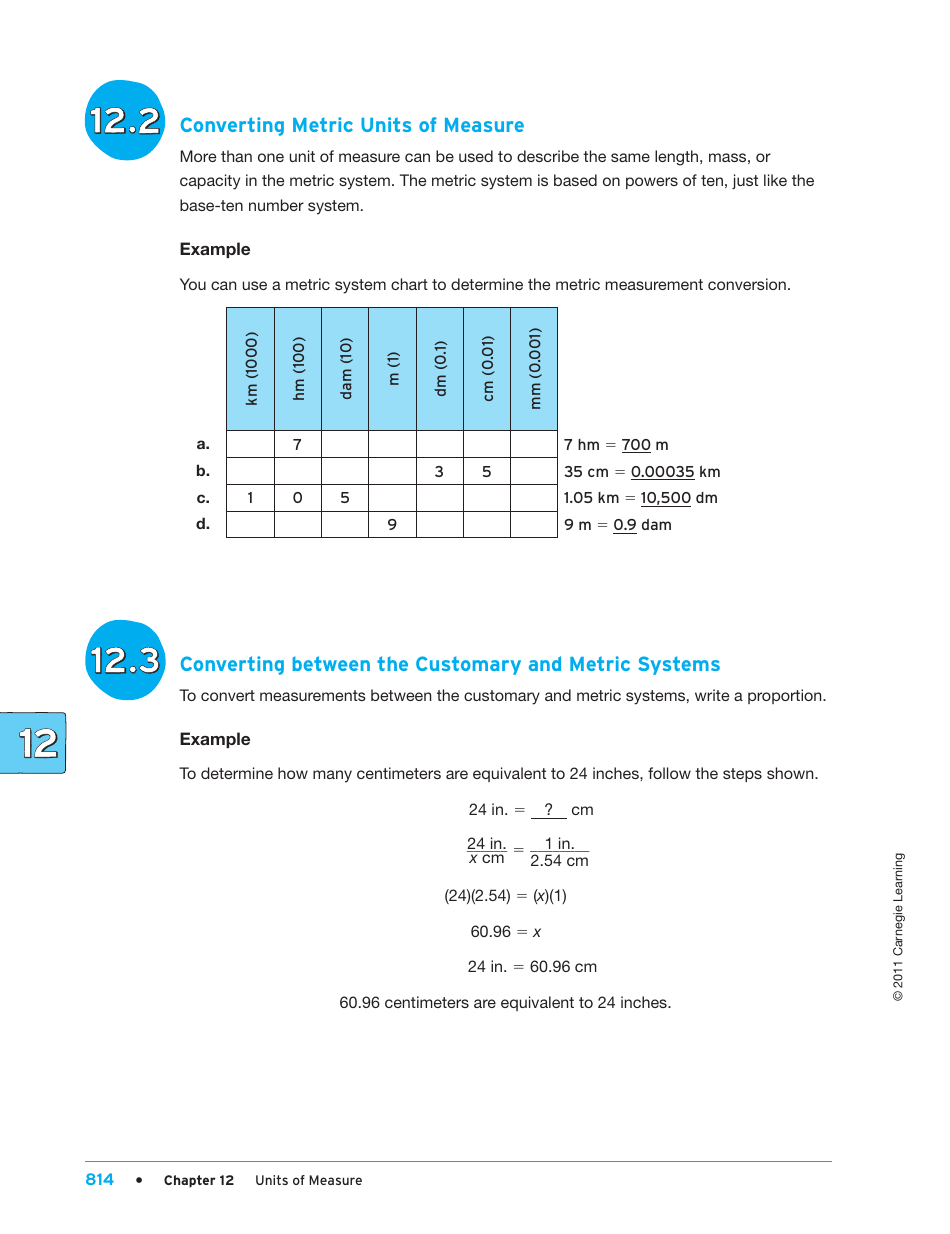 Units of Measure Worksheet - Carnegie Learning, Page 48