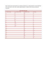 Document preview: Shoe Size Conversion Chart - Red