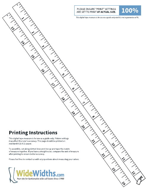 Foot Size Measuring Ruler Template