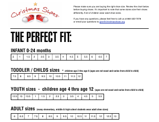 Document preview: Christmas Shoes Size Chart