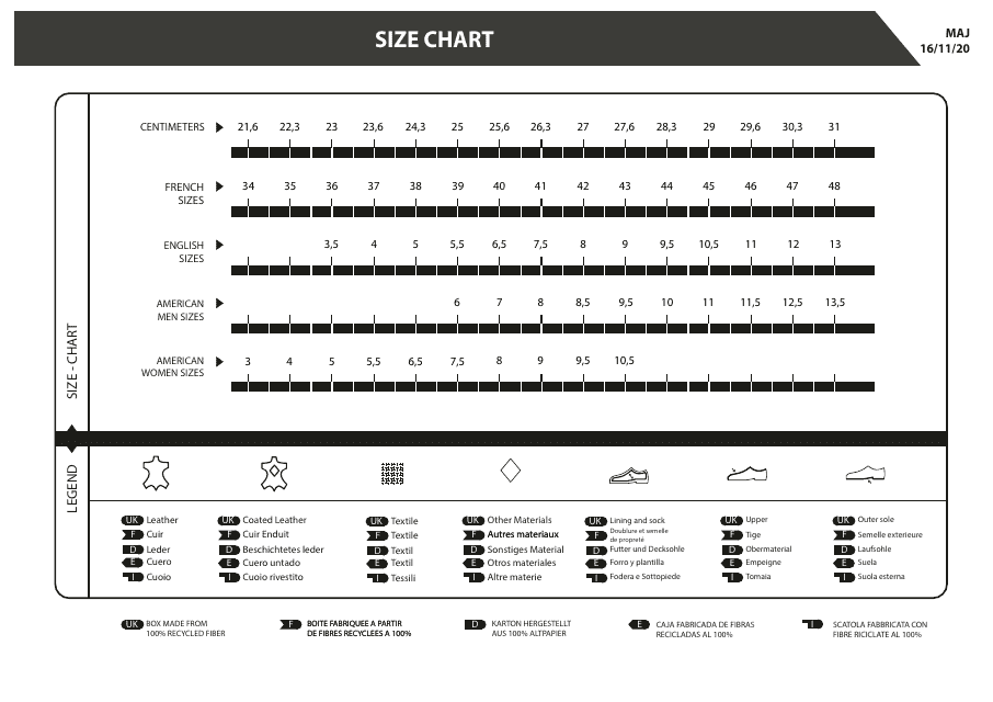 Shoe Size Chart Download Pdf