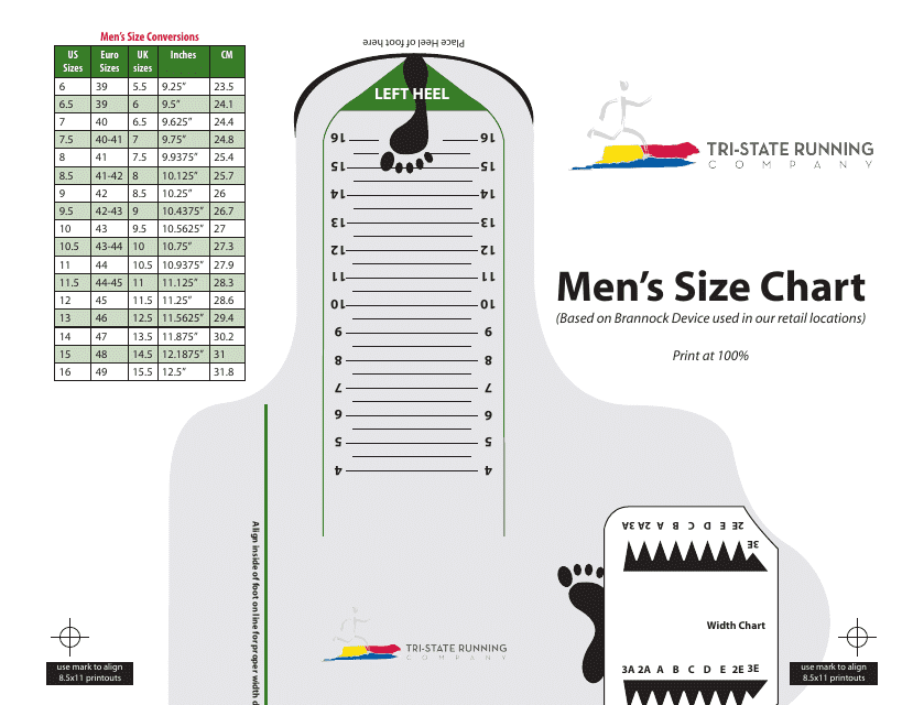 Men's Foot Size Chart Download Pdf