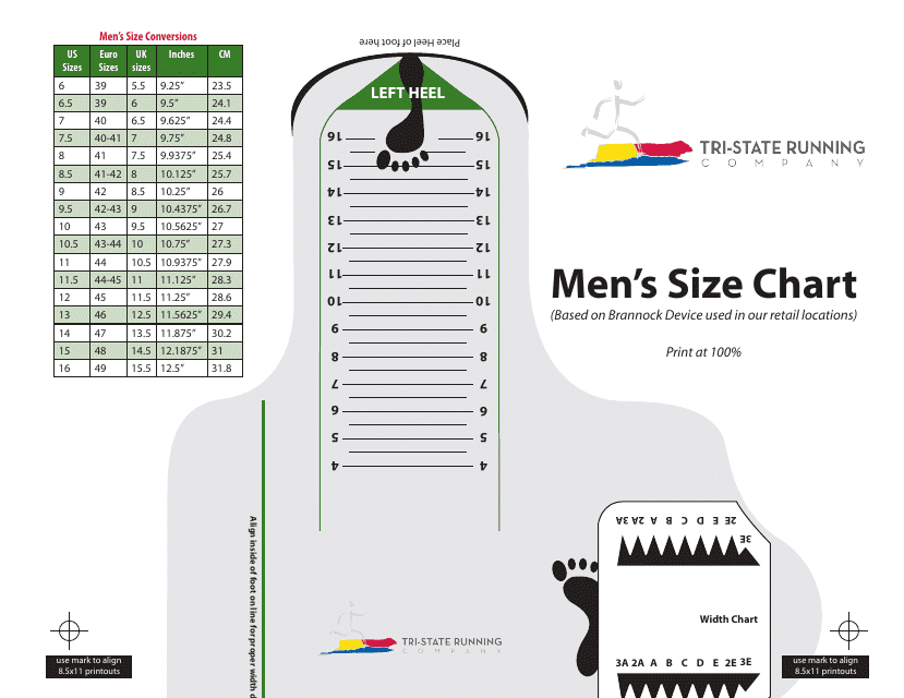 Men s Foot Size Chart Download Printable PDF Templateroller