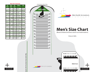 Men&#039;s Foot Size Chart