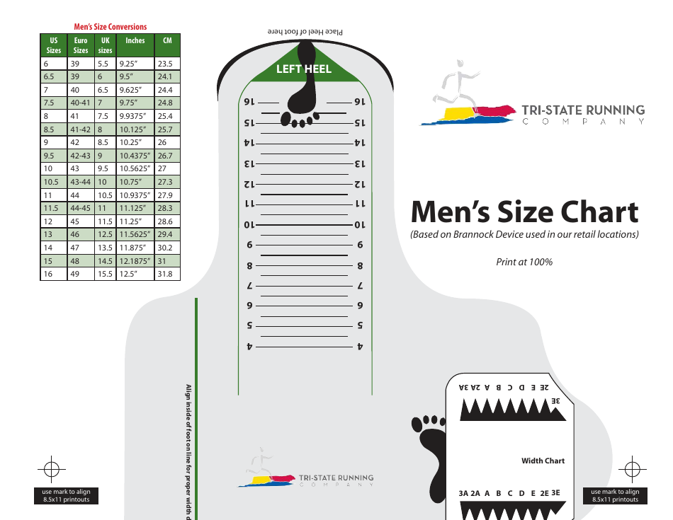 Mens Foot Size Chart, Page 1