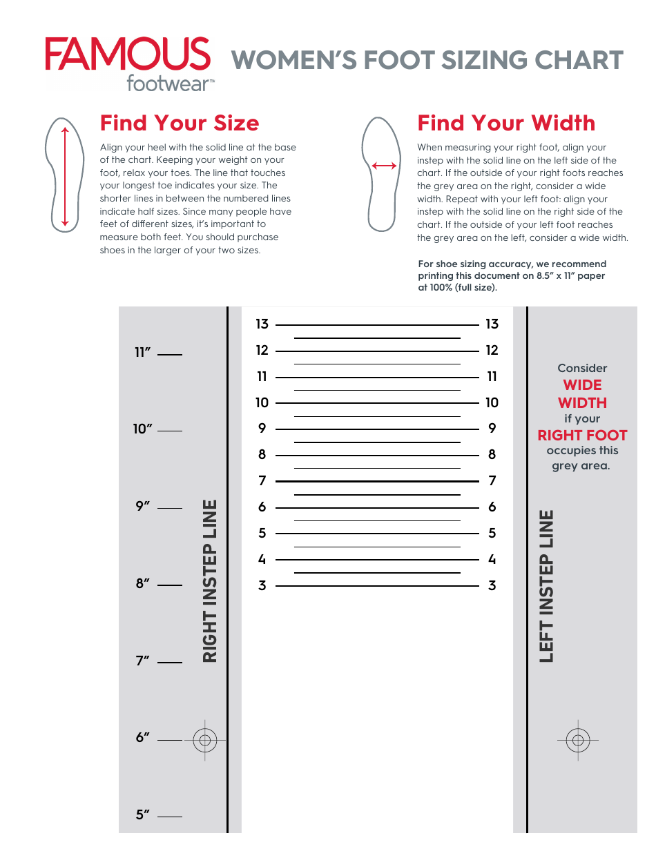 Womens Foot Sizing Chart - Famous, Page 1