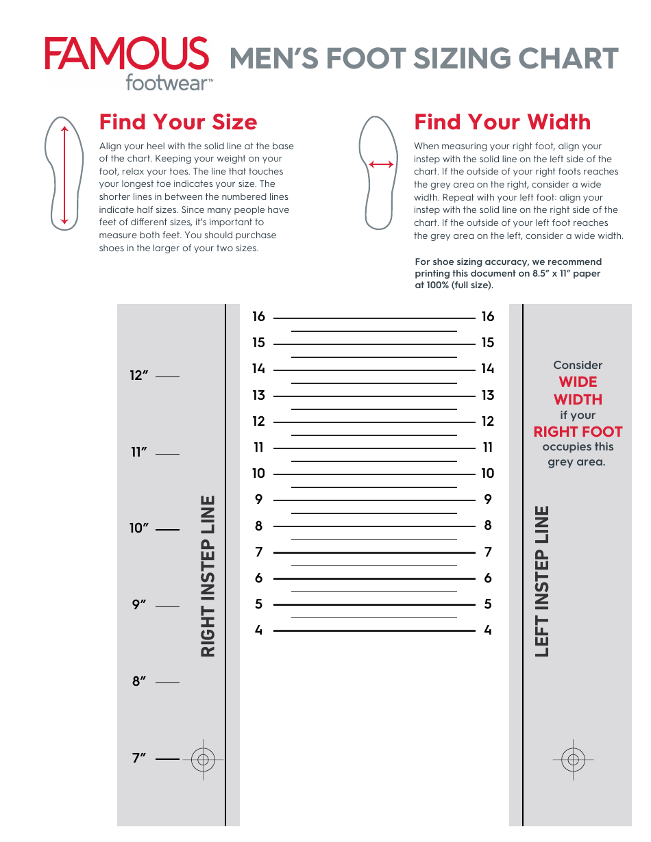 Mens Foot Sizing Chart - Famous, Page 1