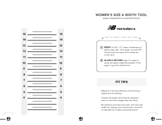 Document preview: Women's Size & Width Tool - New Balance