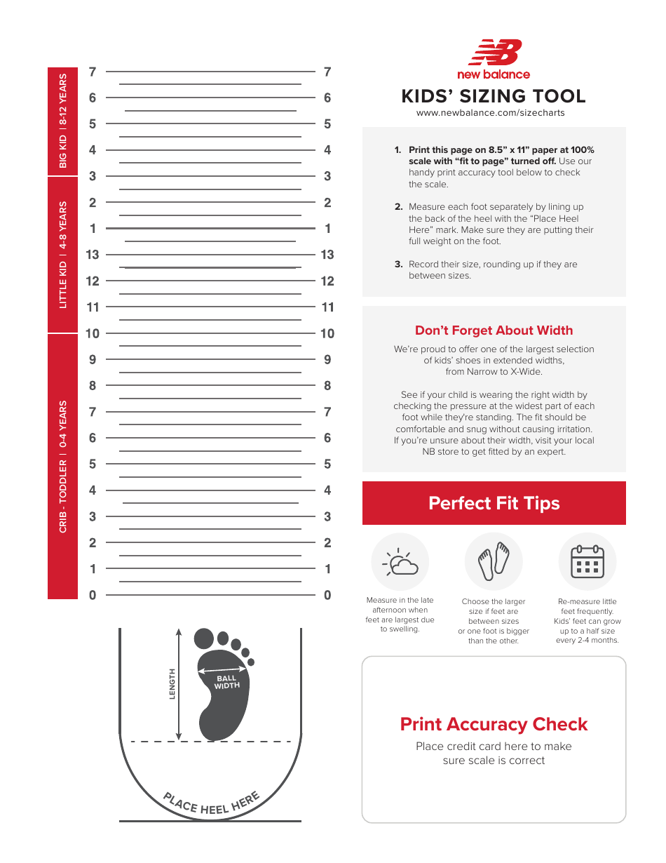 Kids Foot Sizing Tool, Page 1