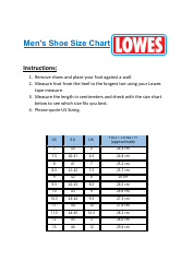 Women&#039;s and Men&#039;s Shoe Size Chart - Lowes, Page 2