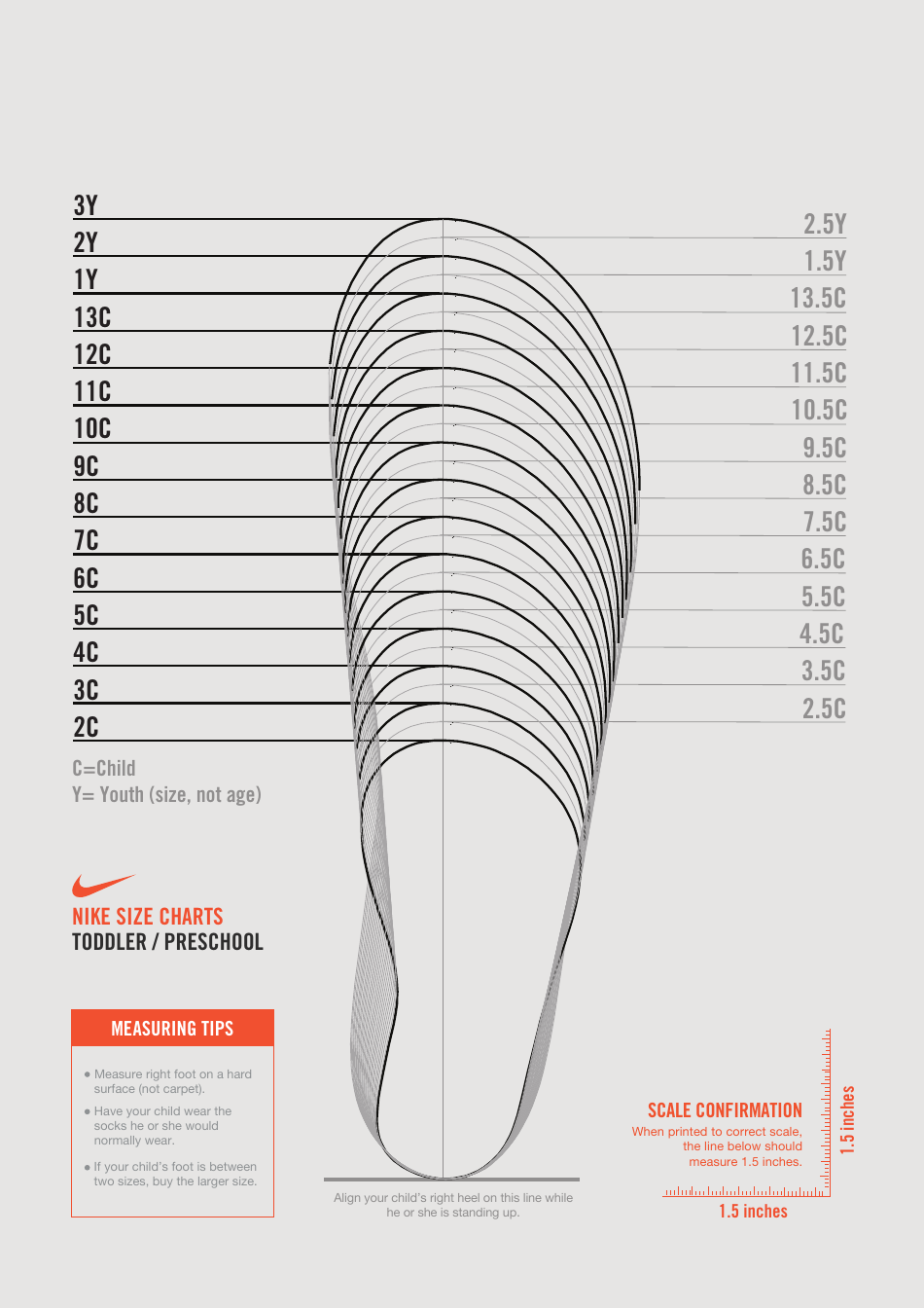 Infant, Toddler, Preschool Kids and Older Kids Size Chart - Nike