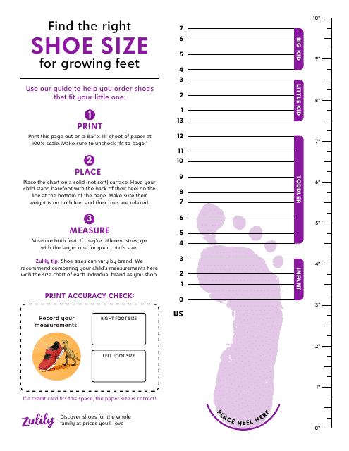 Child Shoe Size Chart Download Pdf