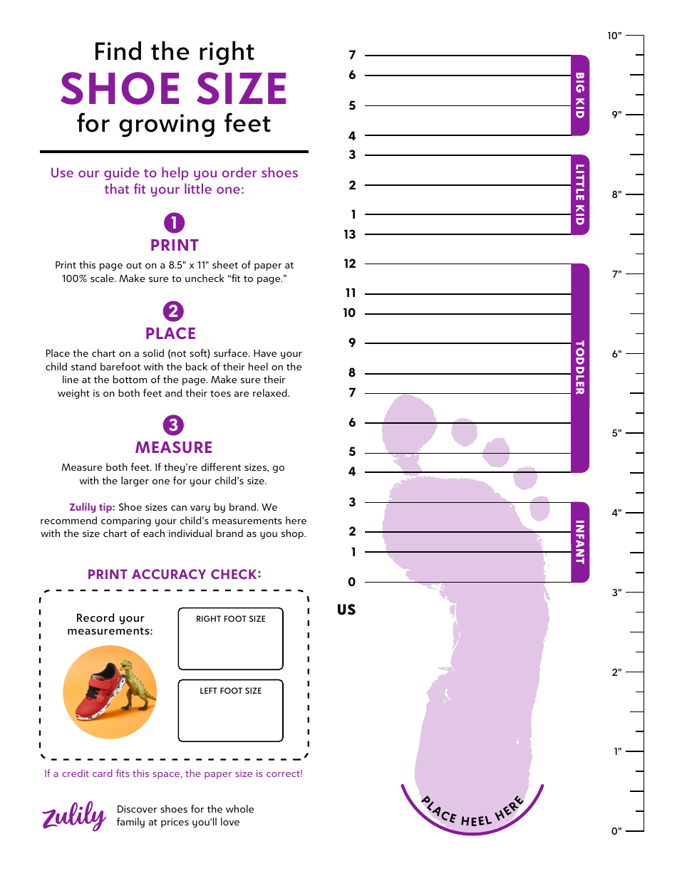 Child Shoe Size Chart, Page 1