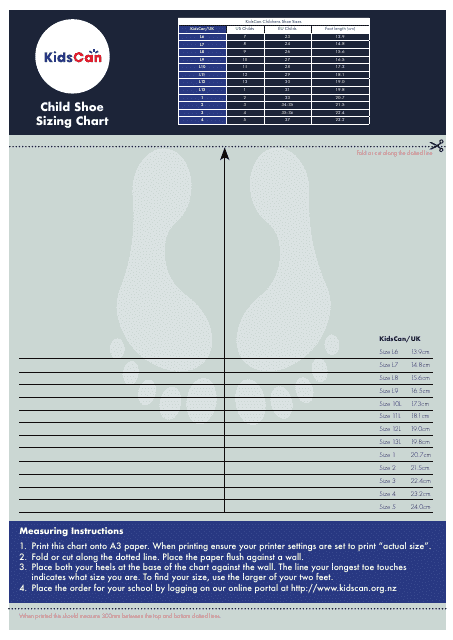 Child and Adult Shoe Sizing Chart Download Pdf