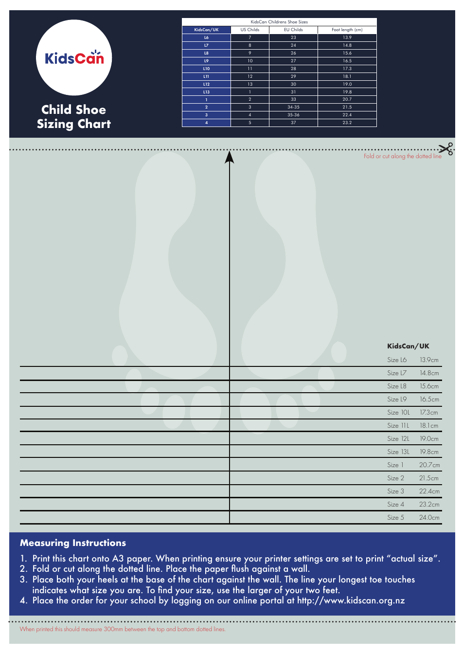 Child and Adult Shoe Sizing Chart Download Printable PDF Templateroller