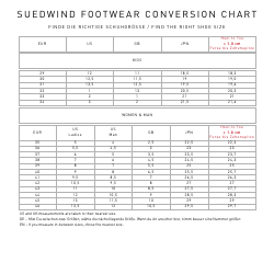 Footwear Conversion Chart - Suedwind