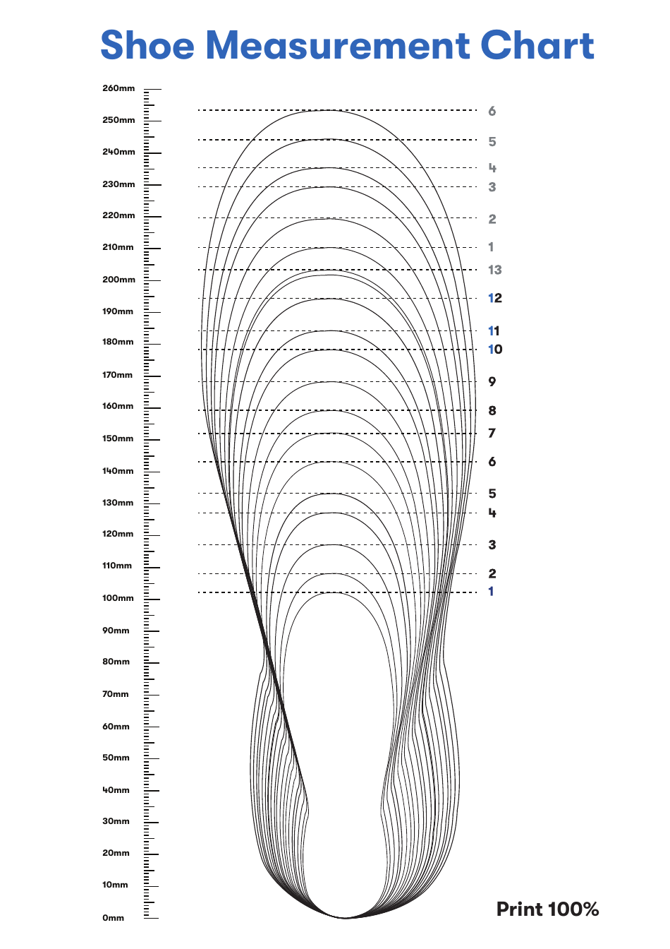 Shoe Measurement Chart, Page 1