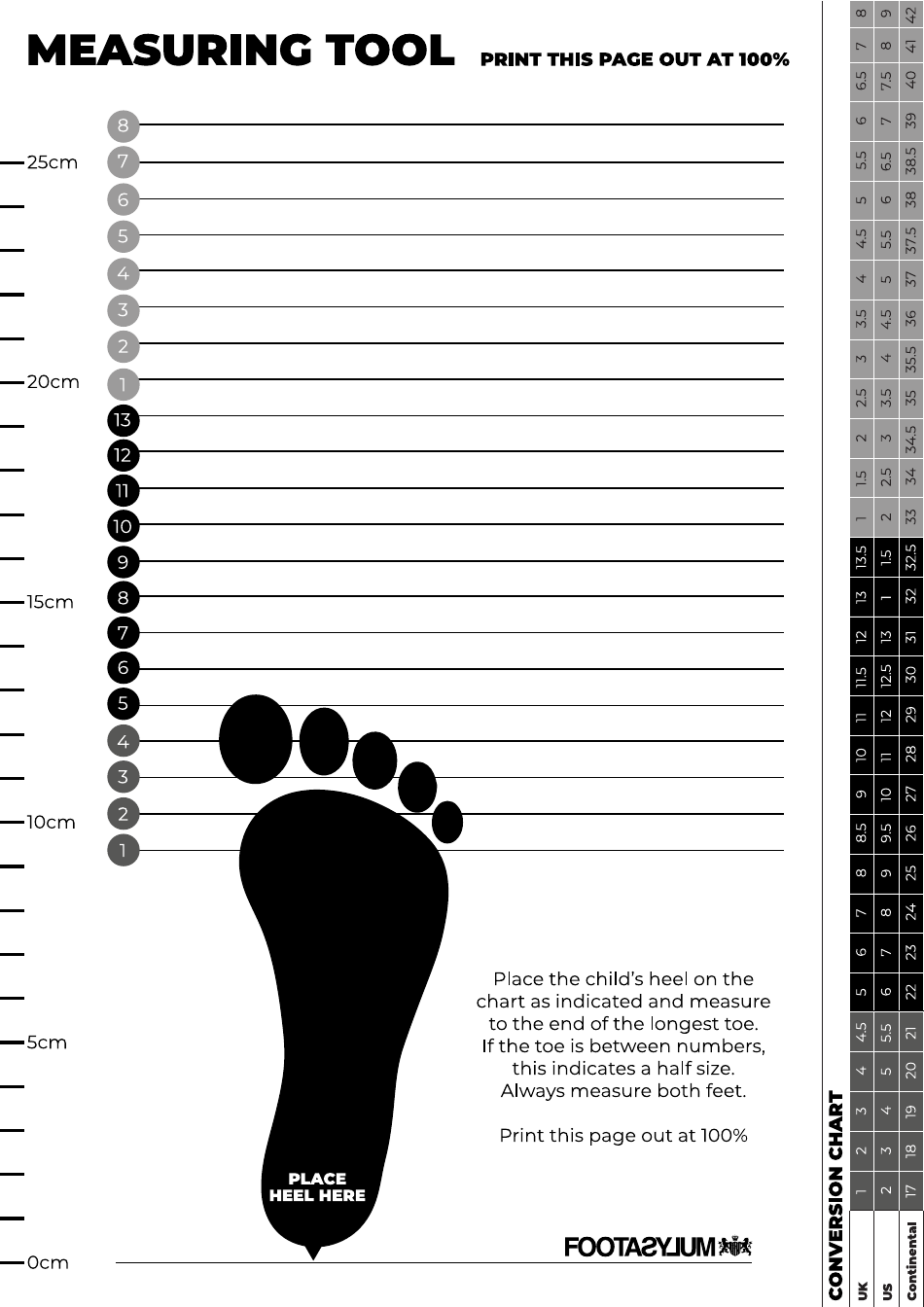 Foot Measurement Tool Download Printable PDF | Templateroller