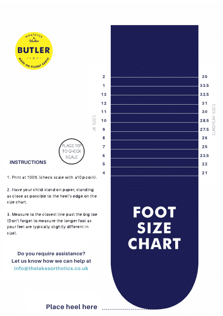 Foot Size Chart Download Pdf
