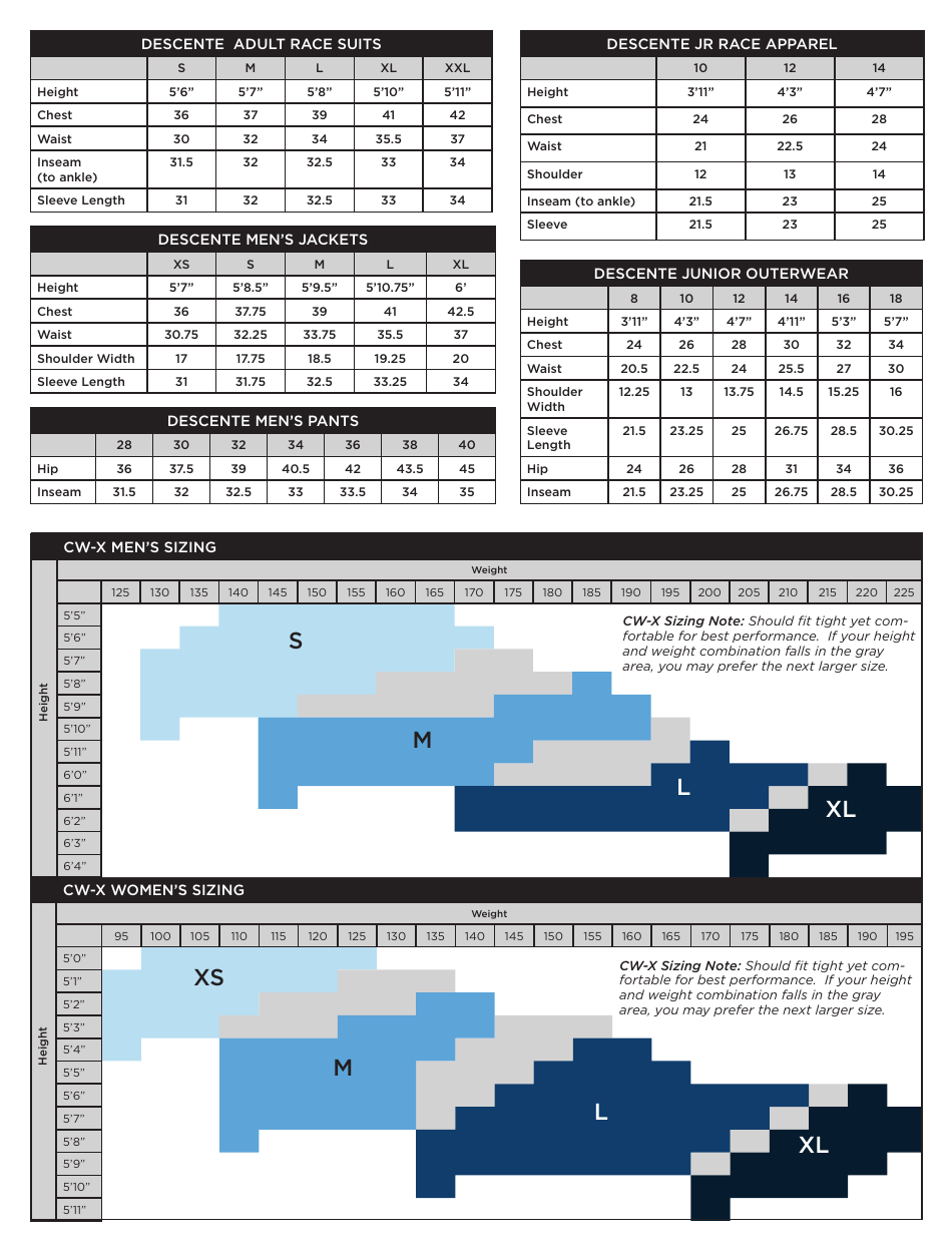 Race Suit Sizing Charts Spyder Download Printable Pdf Templateroller 