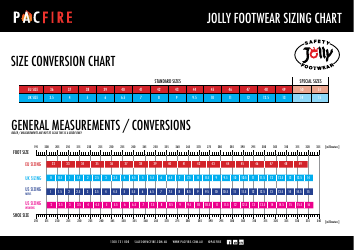 Document preview: Footwear Sizing Chart - Pacfire