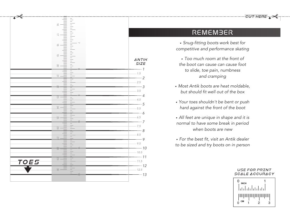 Skate Sizing Chart - Antik Download Printable PDF | Templateroller