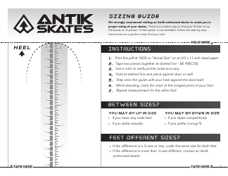 Document preview: Skate Sizing Chart - Antik