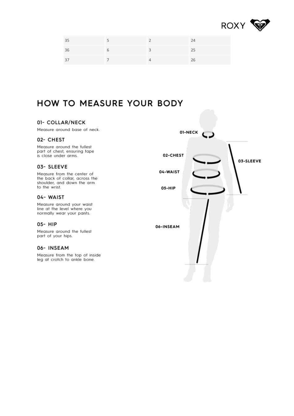 Sportswear All Size Chart - Roxy, Page 10