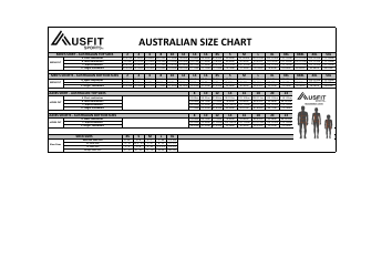 Document preview: Australian Sportswear Size Chart