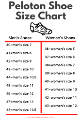 Document preview: Shoe Size Chart - Peloton (40)