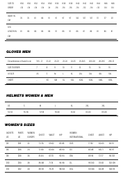 Motorcycle Gear Size Charts, Page 3