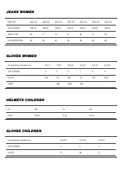 Motorcycle Gear Size Charts, Page 5