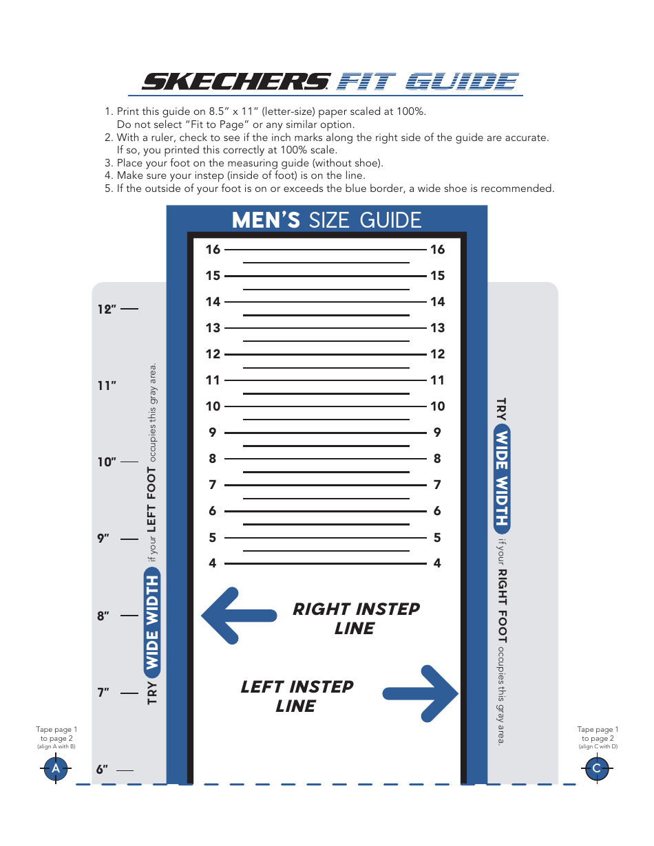 Mens Foot Size Chart - Skechers (12), Page 1