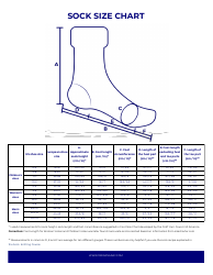 Document preview: Sock Size Chart for Knitting