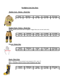 Document preview: Firefighter Gear Size Chart