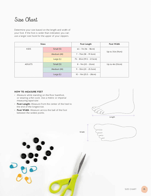Kids and Adults Foot Size Chart