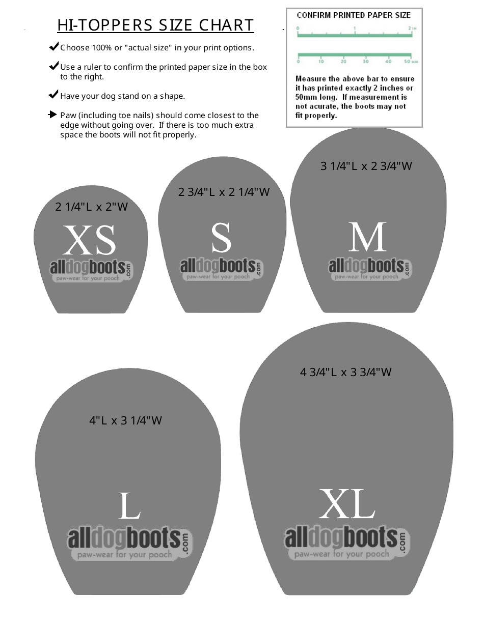 Dog Boots Size Chart Download Printable PDF | Templateroller