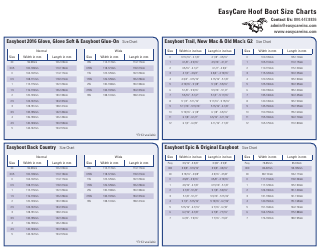Document preview: Hoof Boot Size Charts - Tables