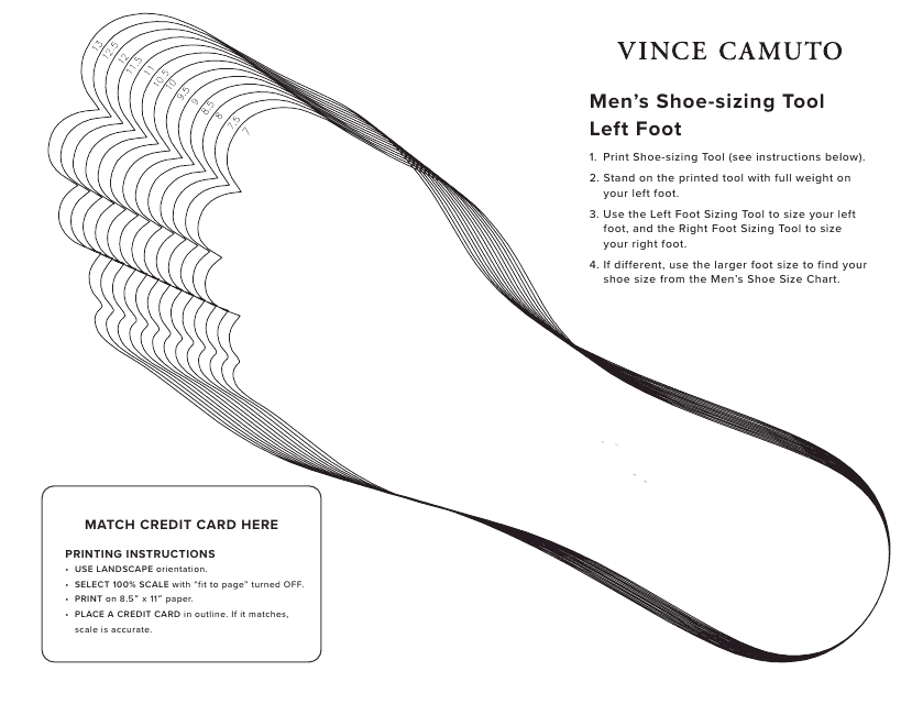 Men's Shoe Sizing Tool and Chart