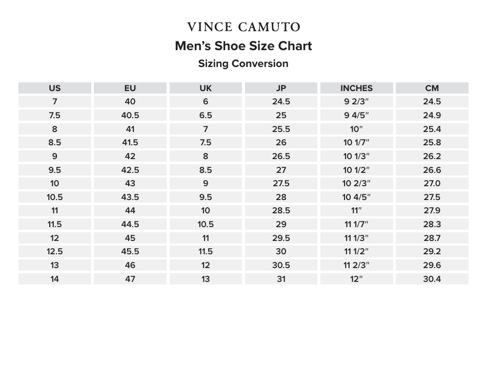 Mens Shoe Sizing Tool and Chart, Page 3